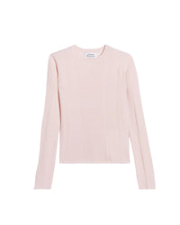 Pull à col rond à côtes en laine superfine - Powder Pink