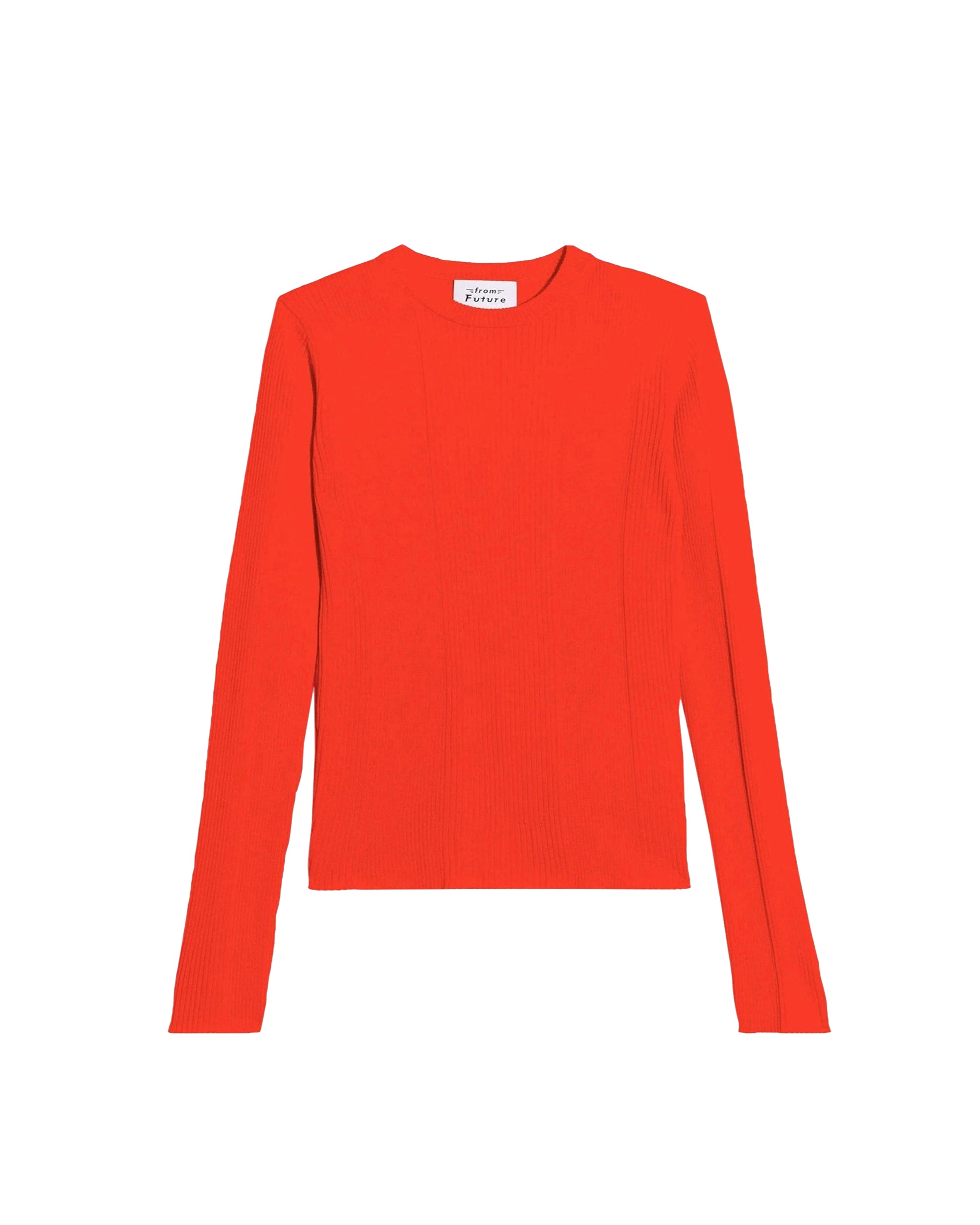 Pull à col rond à côtes en laine superfine - Spicy Red