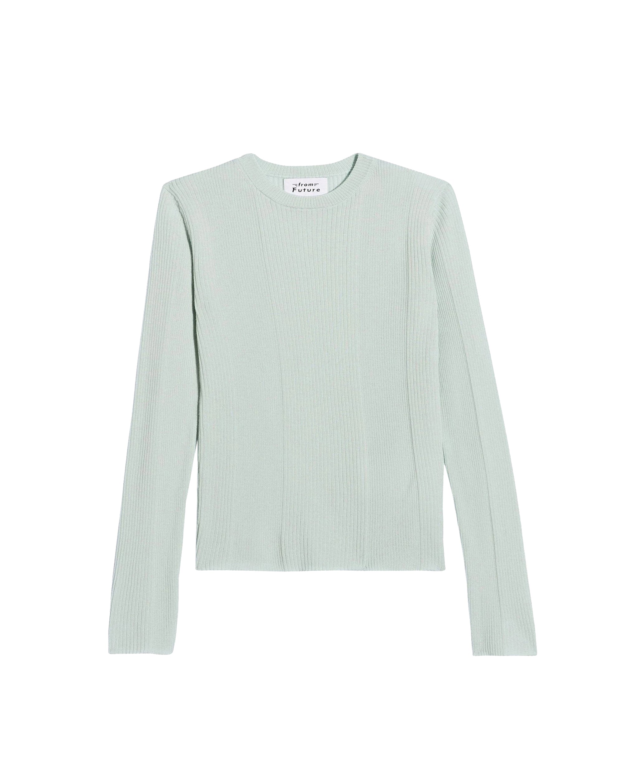 Pull à col rond à côtes en laine superfine - Light Mint