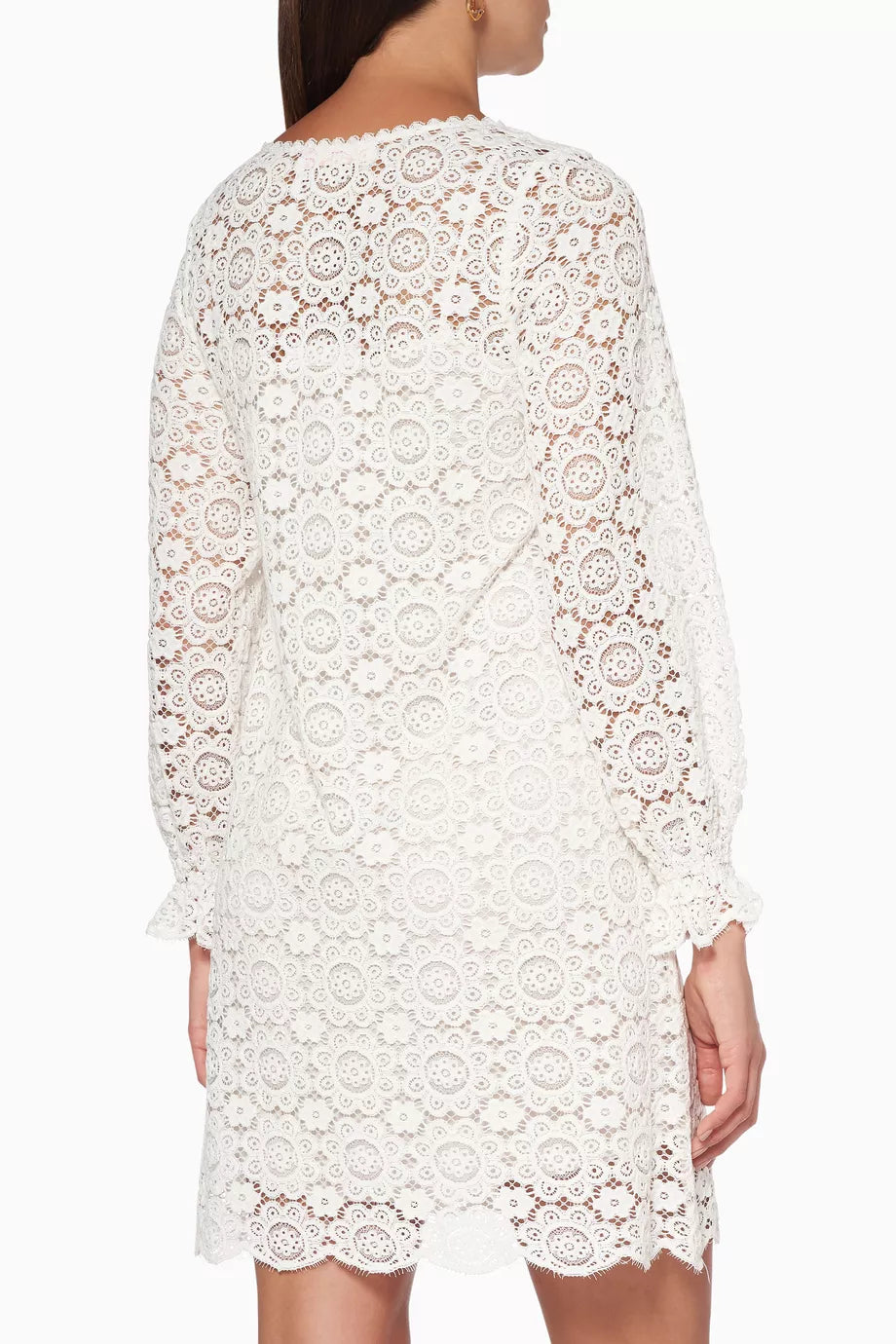 Robe en dentelle à manches longues - Lait Iconique