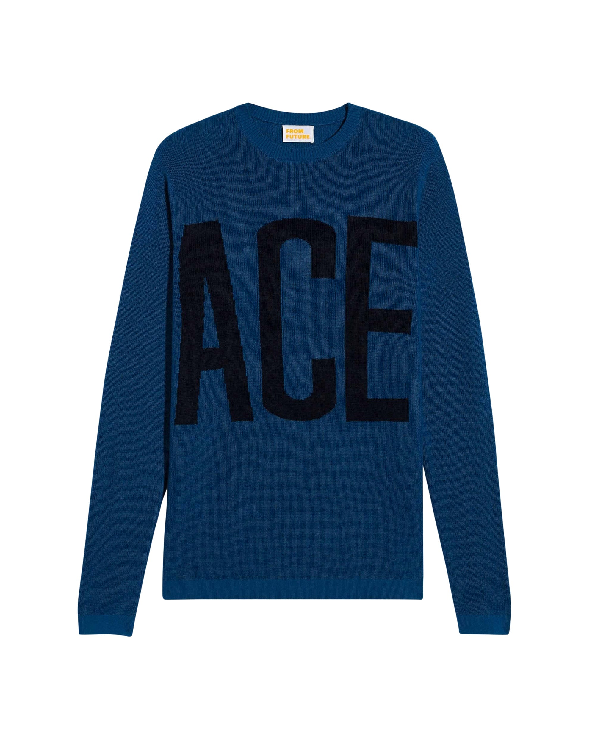 Pull à col rond maille perlée ace - Petrol Blue