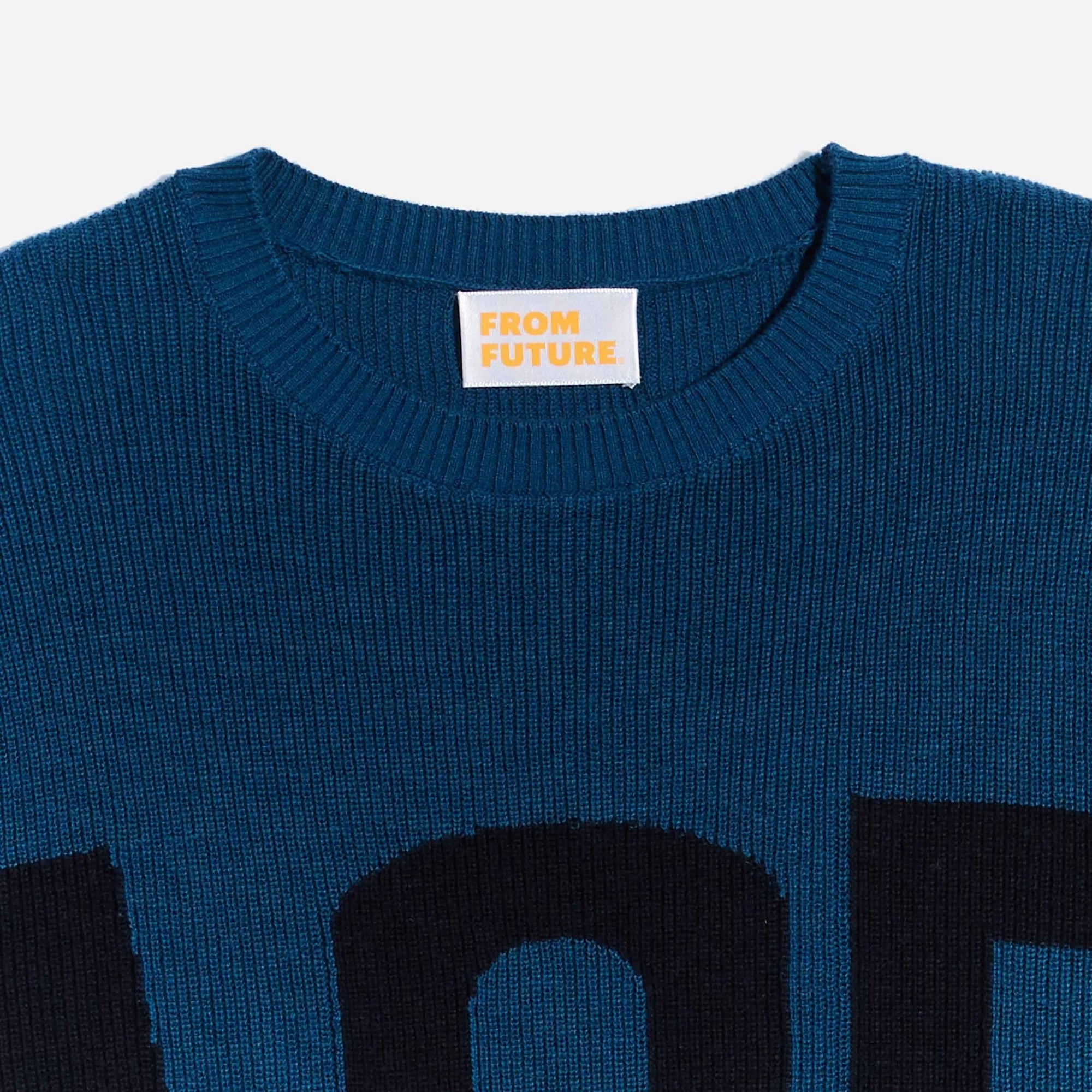 Pull à col rond maille perlée ace - Petrol Blue