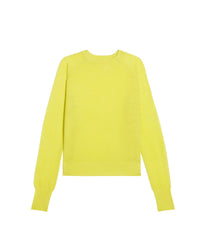 Pull à col rond ajouré en laine superfine - Light Yellow