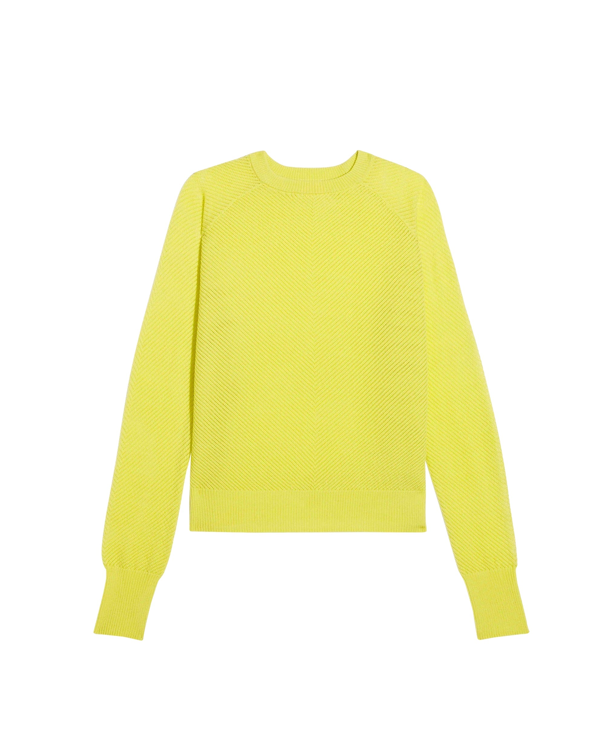 Pull à col rond ajouré en laine superfine - Light Yellow