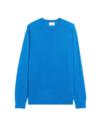 Pull à col rond en laine superfine - Denim Blue