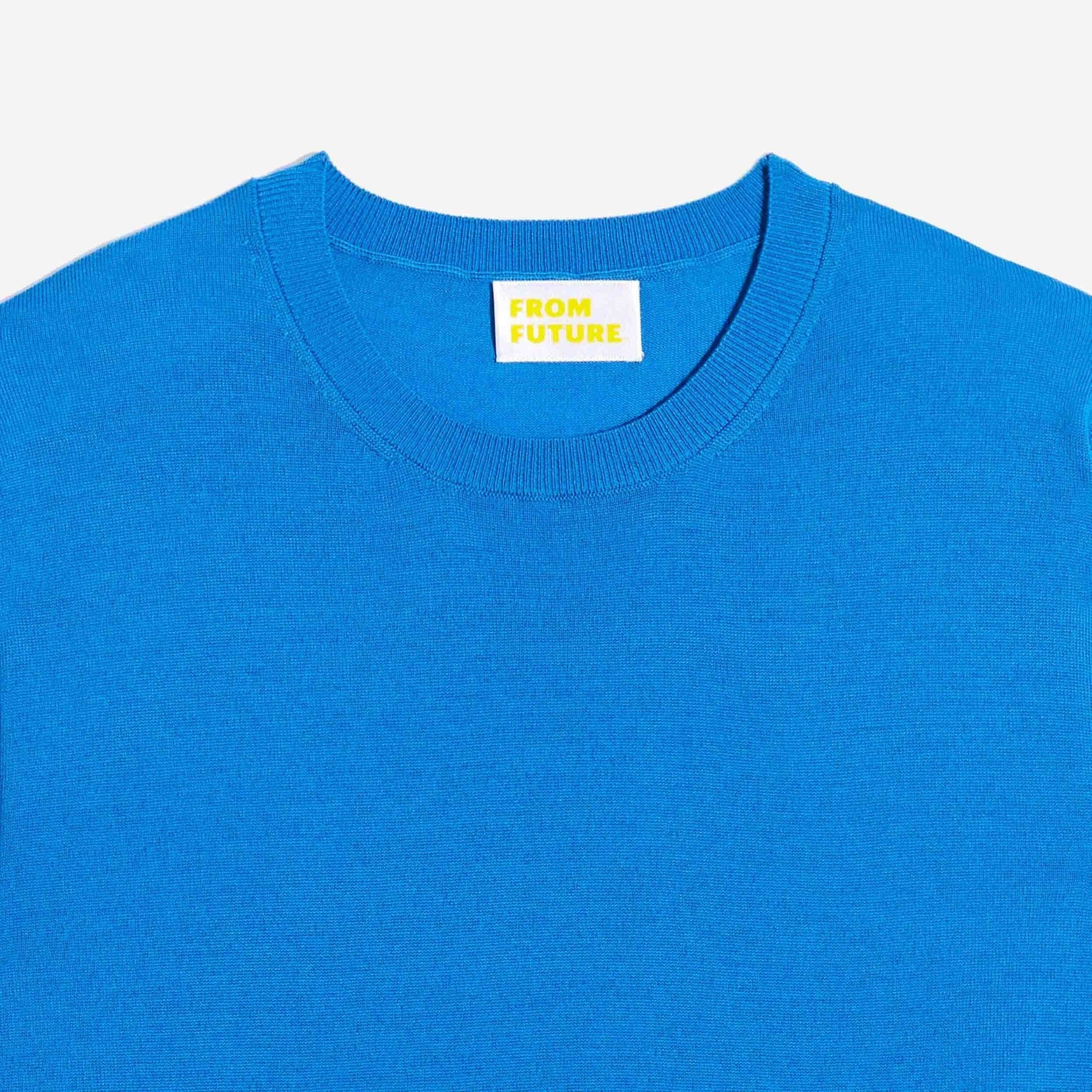 Pull à col rond en laine superfine - Denim Blue