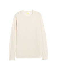Pull à col rond en laine superfine - Ecru