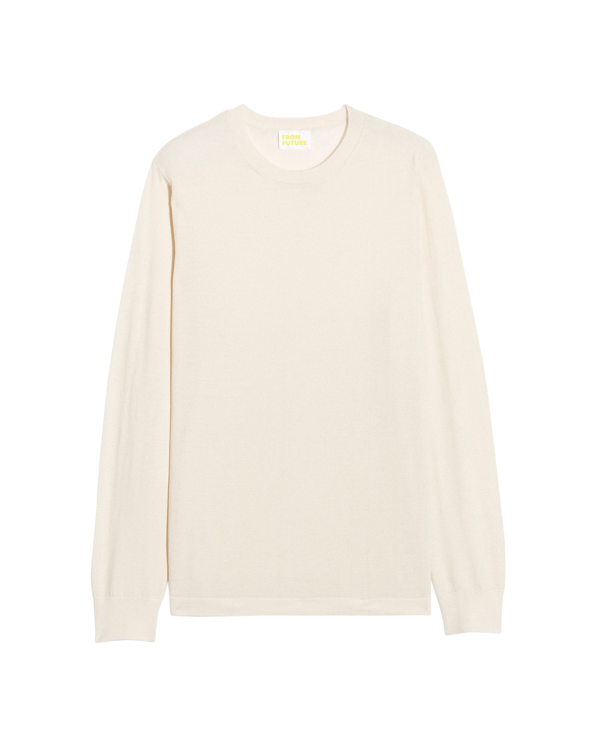 Pull à col rond en laine superfine - Ecru