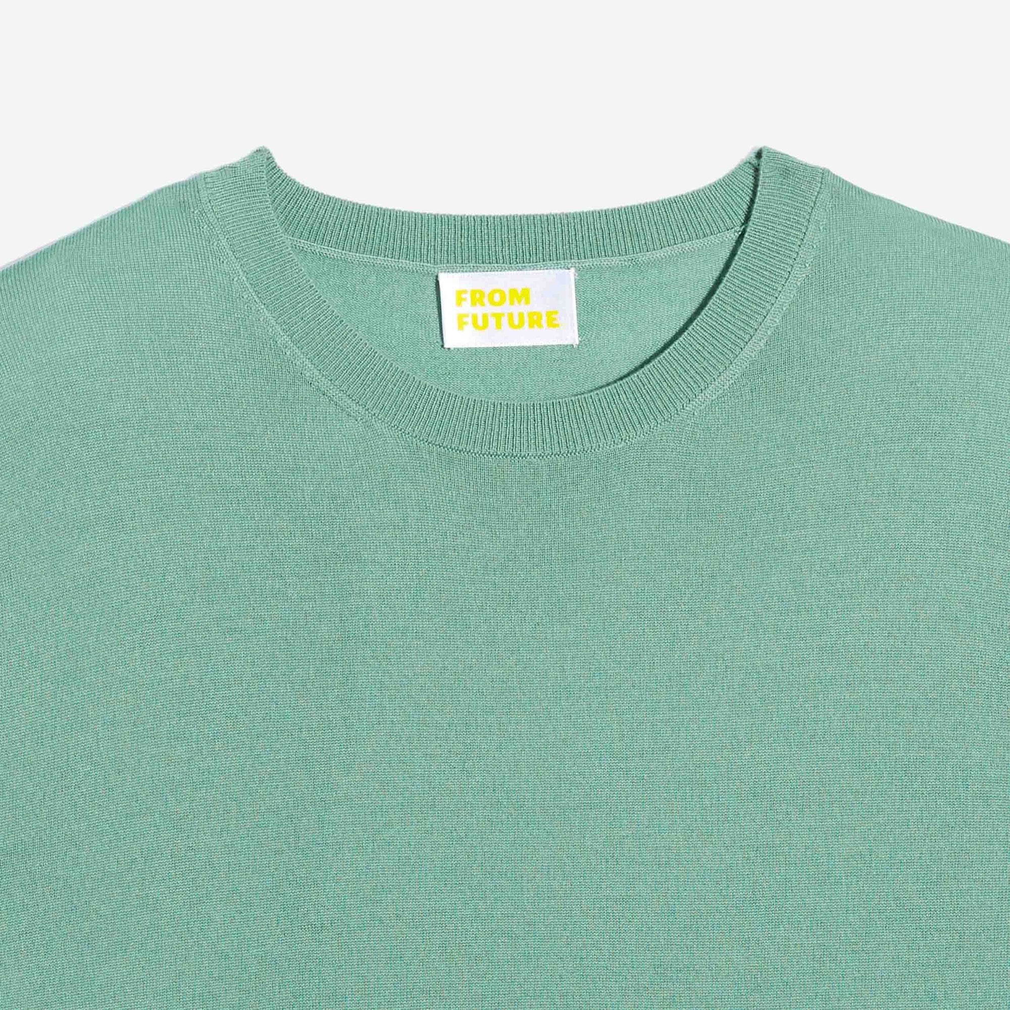 Pull à col rond en laine superfine - Frozen Green