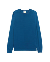 Pull à col rond en laine superfine - Petrol Blue