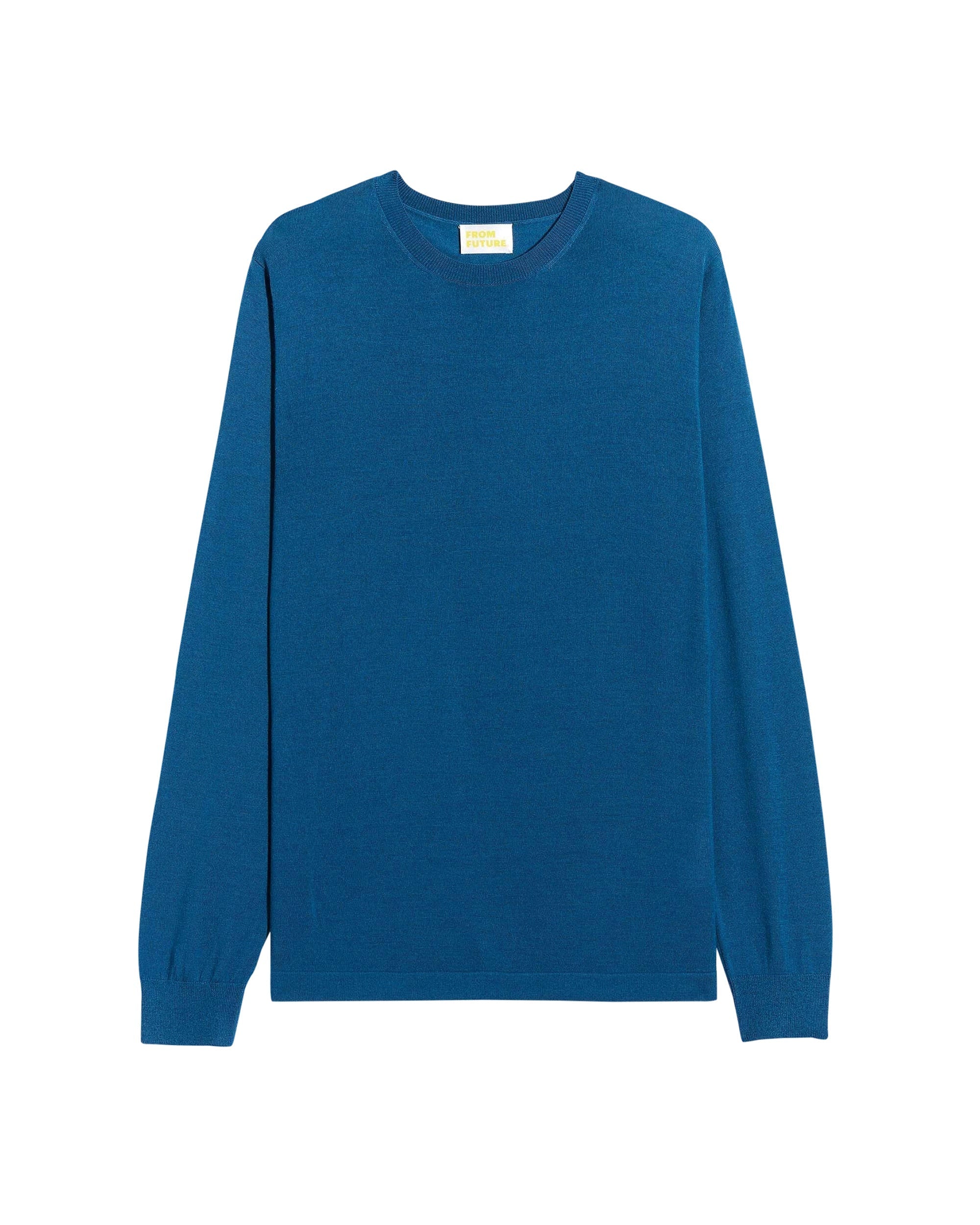 Pull à col rond en laine superfine - Petrol Blue