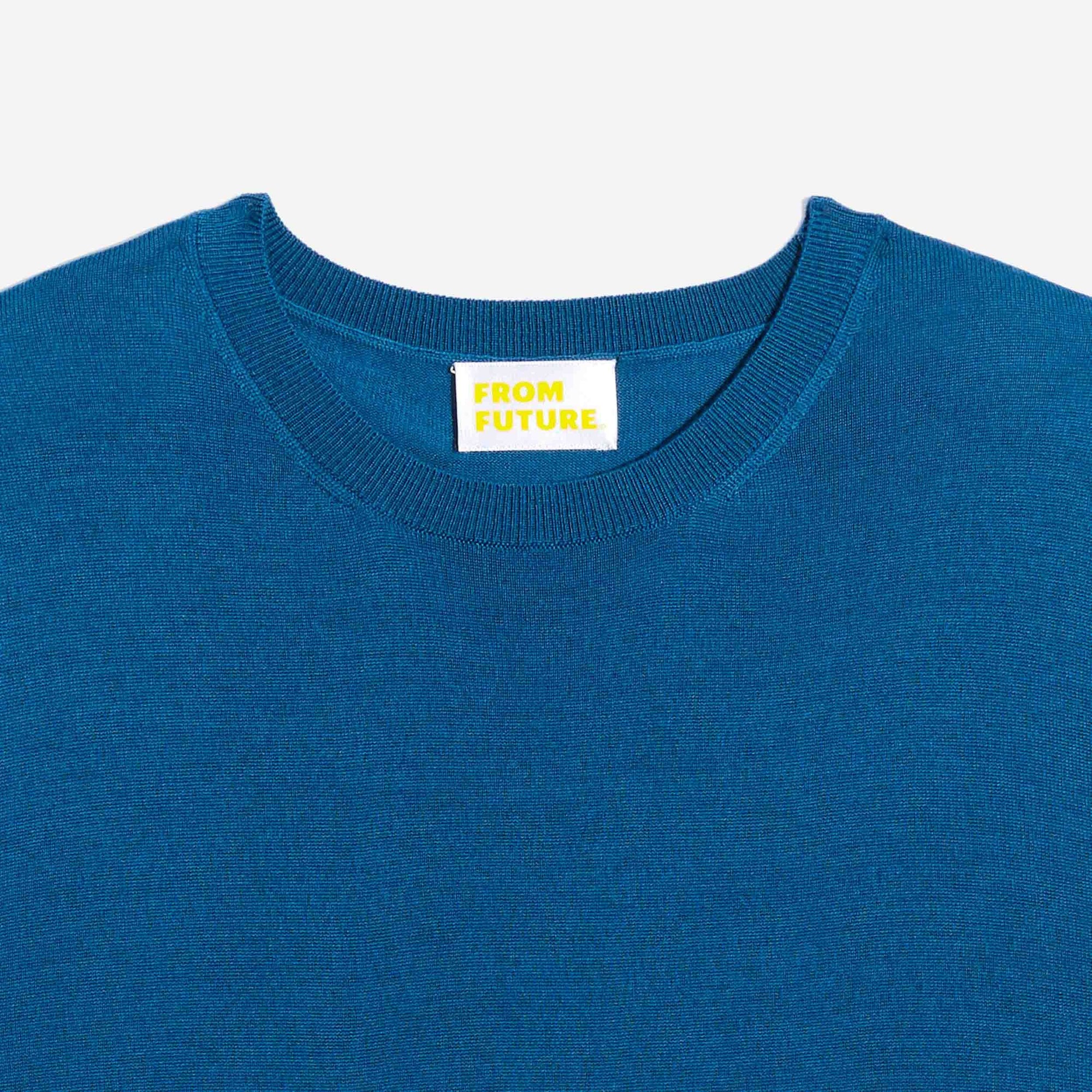 Pull à col rond en laine superfine - Petrol Blue