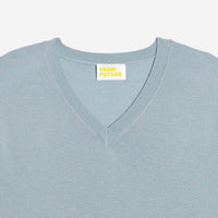 Pull à col V en laine superfine - Cloud Blue