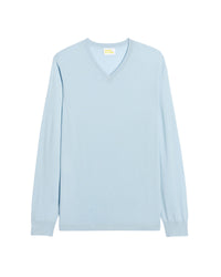 Pull à col V en laine superfine - Pale Blue