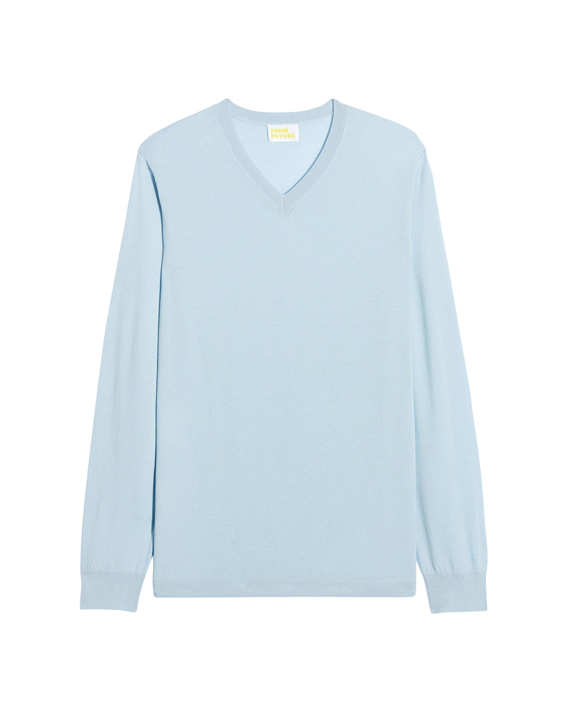 Pull à col V en laine superfine - Pale Blue