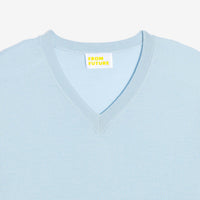 Pull à col V en laine superfine - Pale Blue