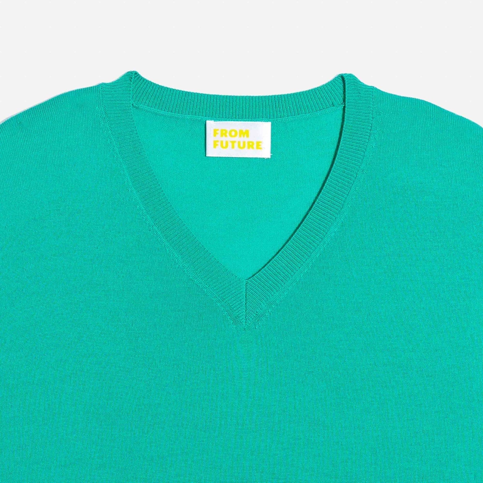 Pull à col V en laine superfine - Mint