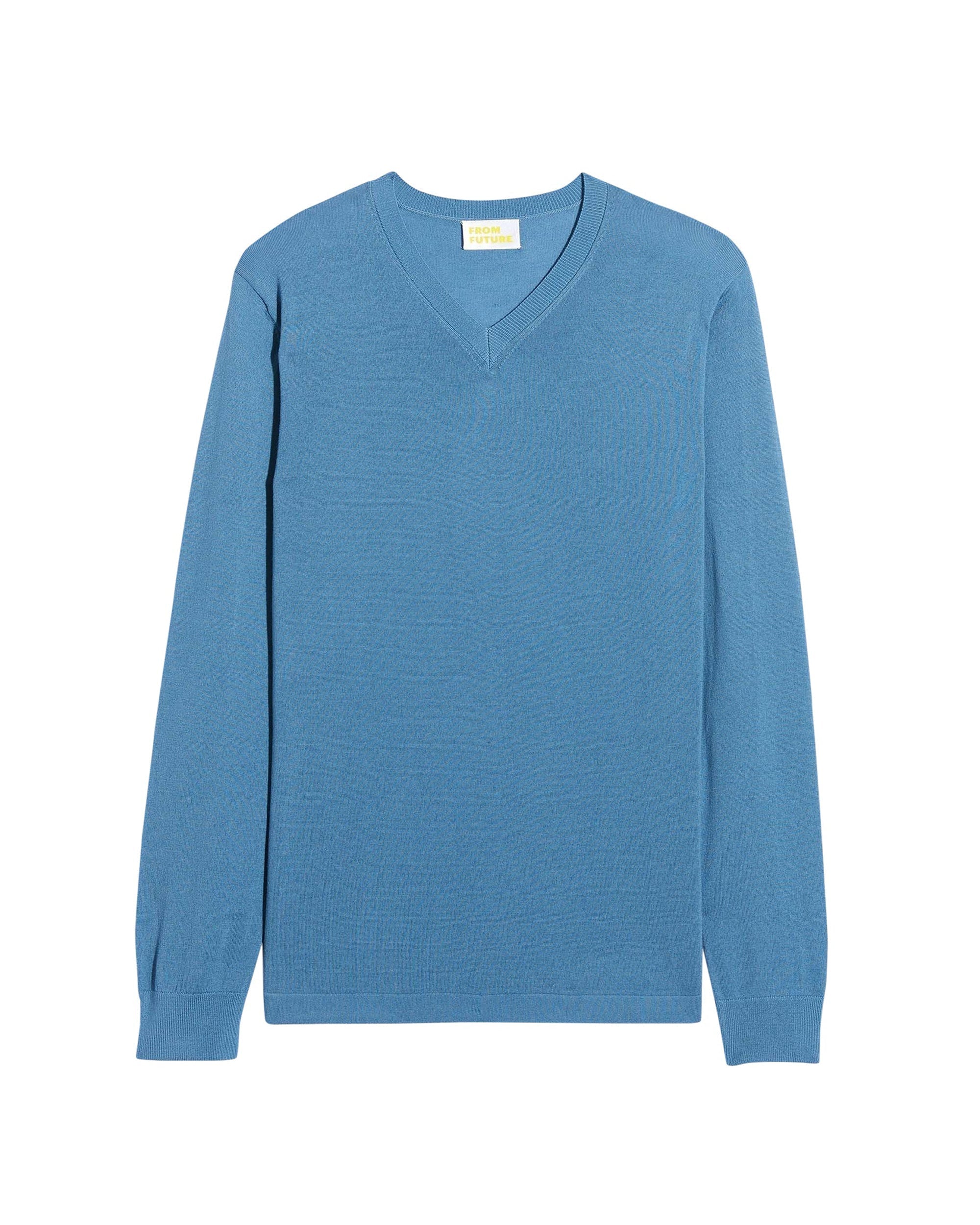 Pull à col V en laine superfine - Pastel Blue