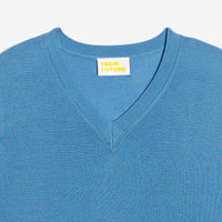 Pull à col V en laine superfine - Pastel Blue