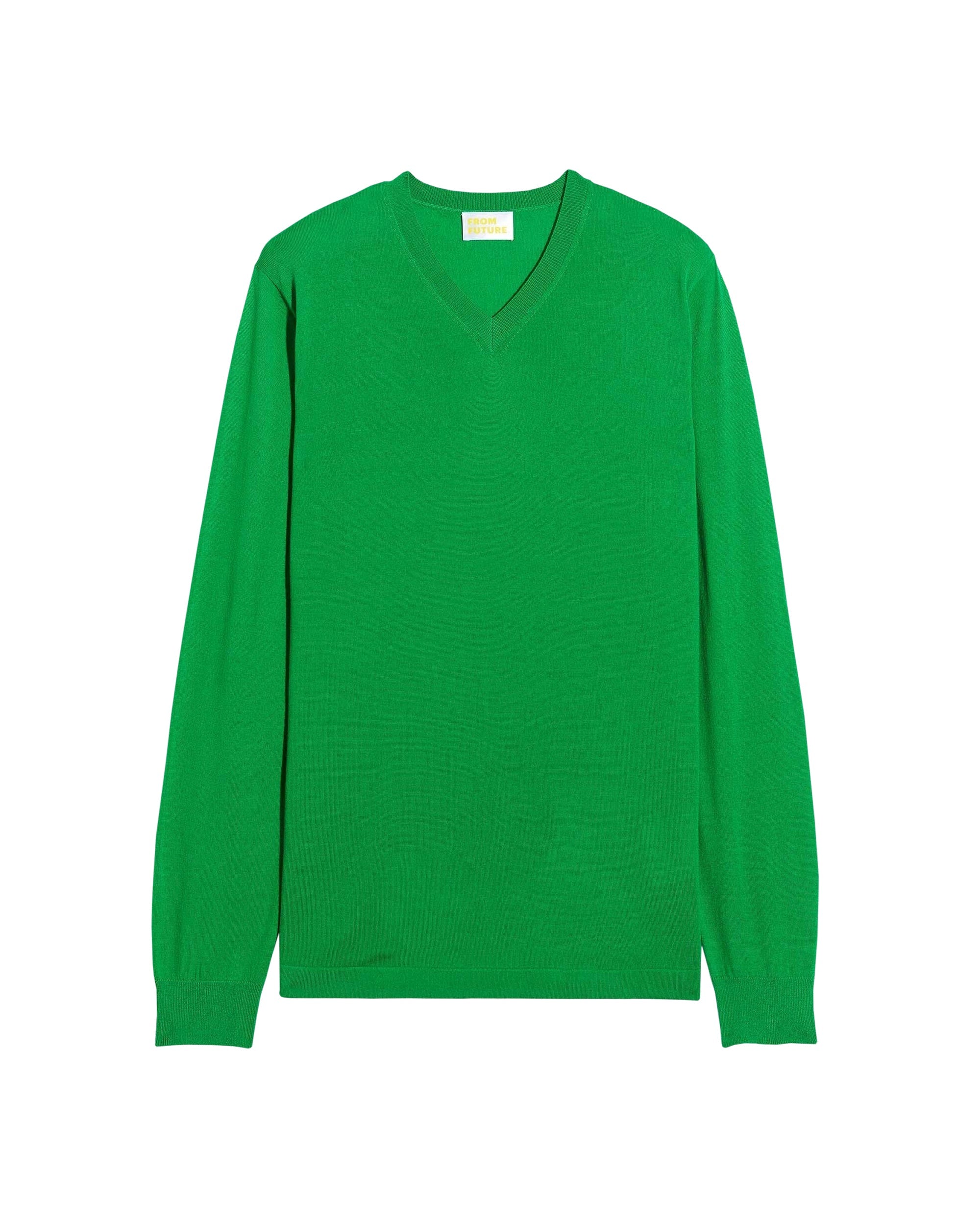 Pull à col V en laine superfine - Summer Green