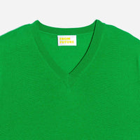 Pull à col V en laine superfine - Summer Green