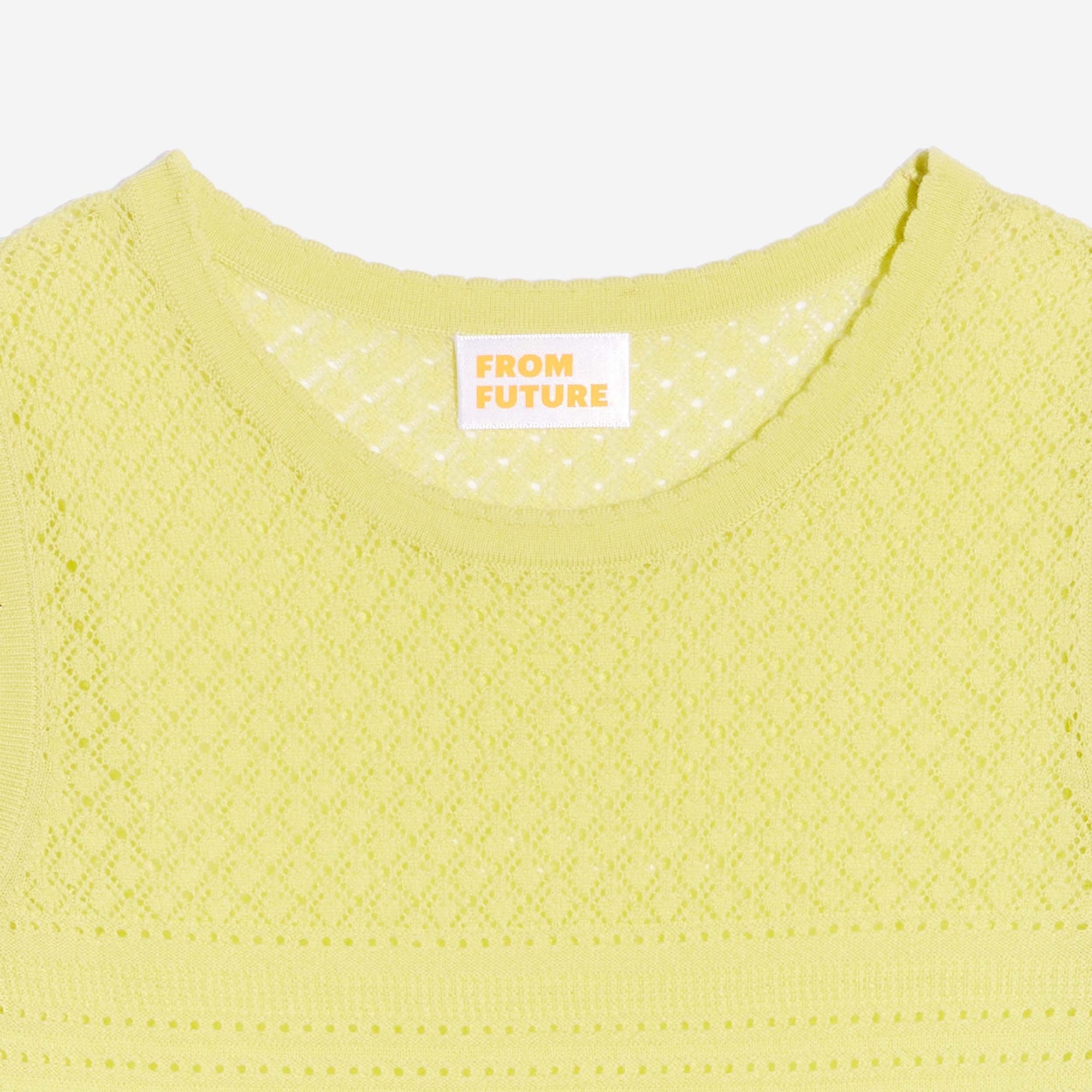 Débardeur ajouré en laine superfine - Light Yellow