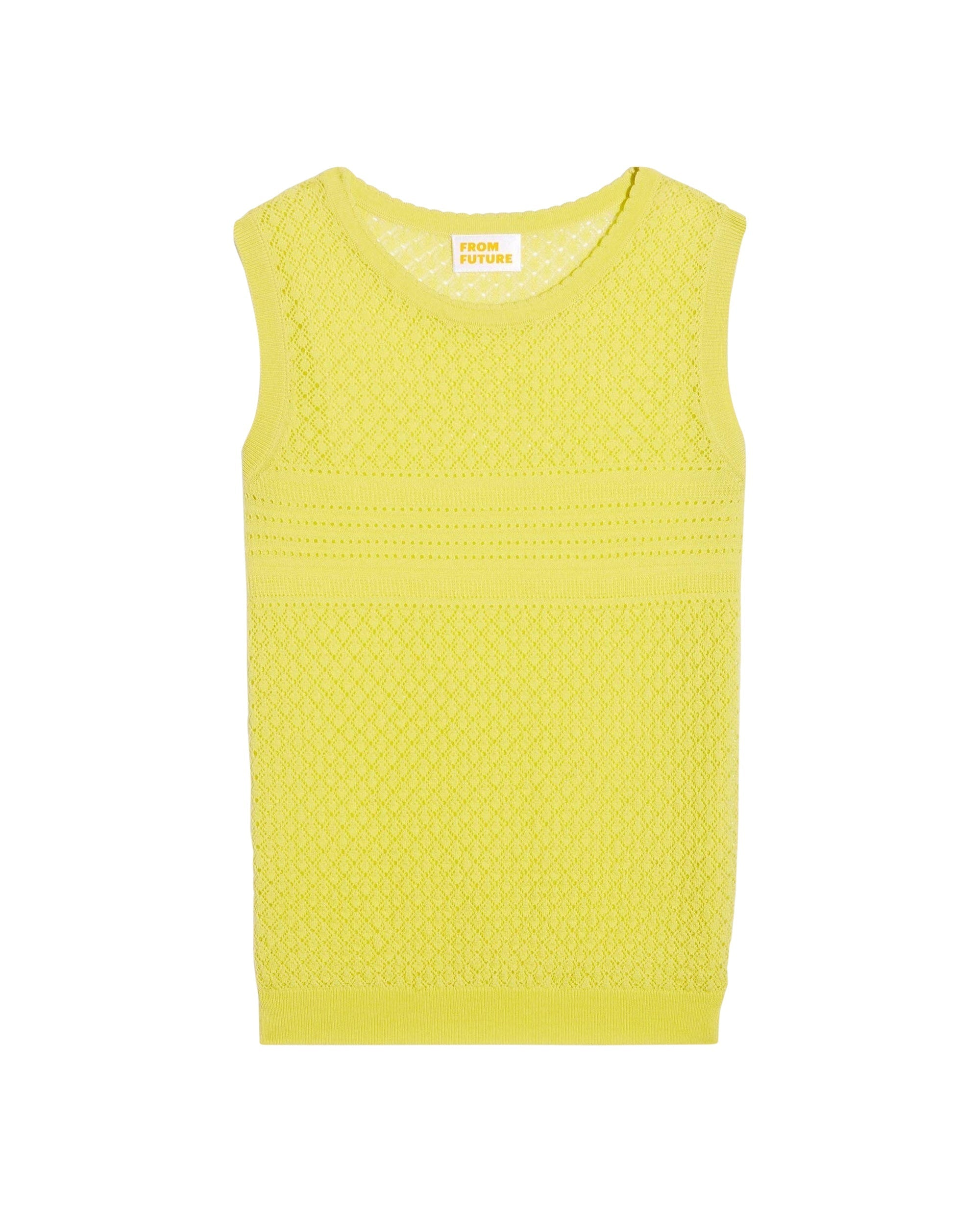 Débardeur ajouré en laine superfine - Light Yellow