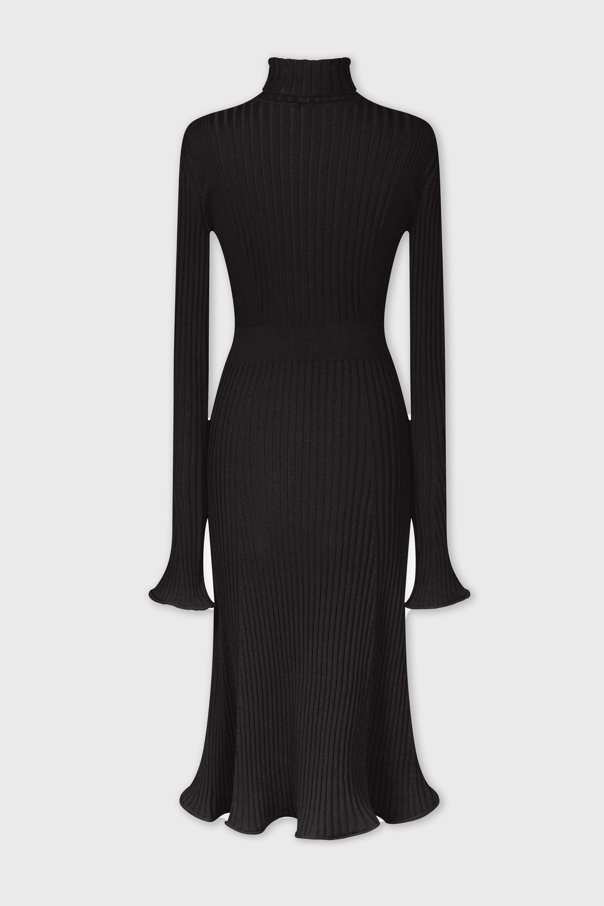 Robe midi en maille à col montant - Black