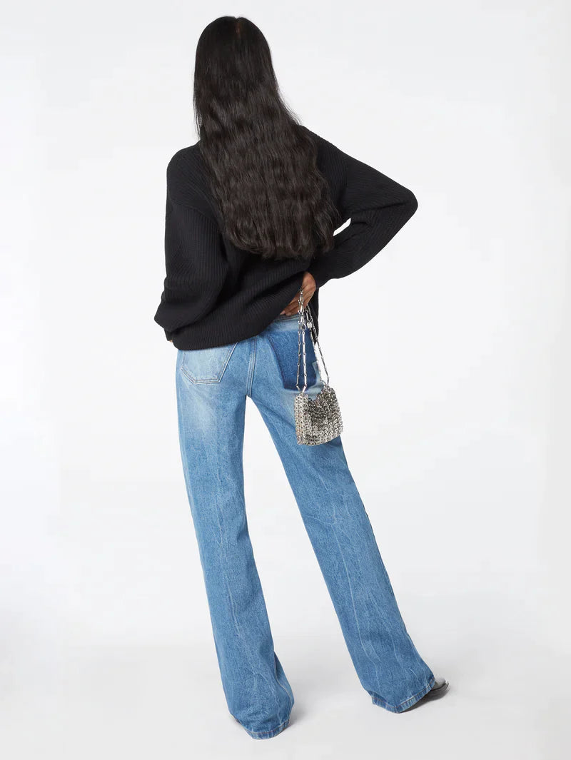 Jean évasé à poche contrastée - Denim Stone