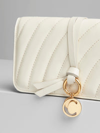 Portefeuille long Alphabet en cuir - Natural White
