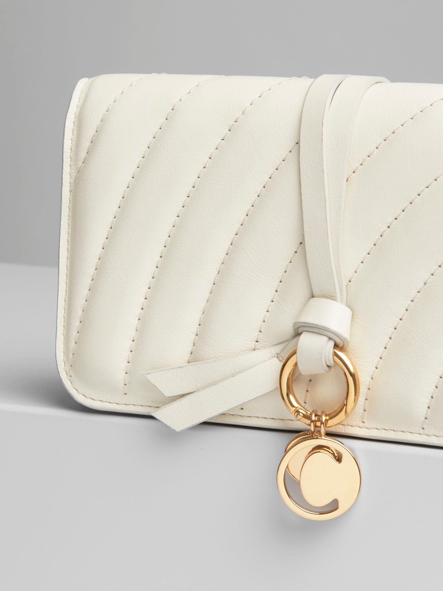 Portefeuille long Alphabet en cuir - Natural White