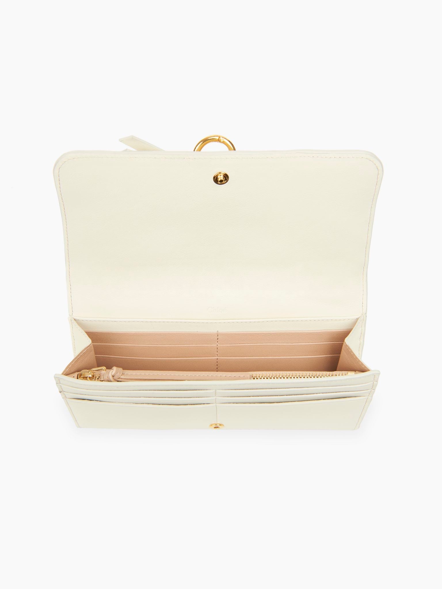 Portefeuille long Alphabet en cuir - Natural White