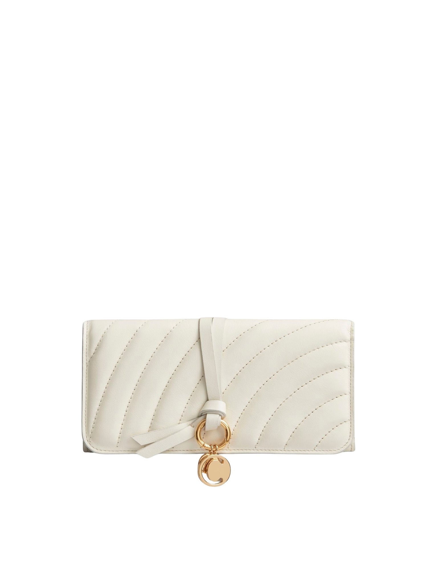 Portefeuille long Alphabet en cuir - Natural White