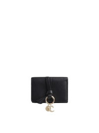 Mini portefeuille à trois volets Alphabet en cuir - Black Intense