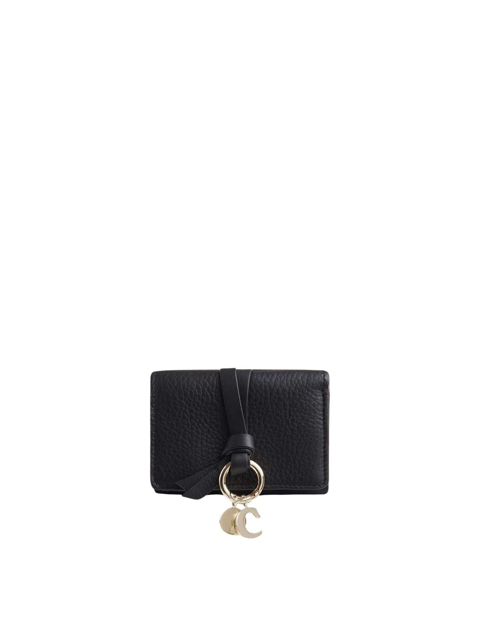 Mini portefeuille à trois volets Alphabet en cuir - Black Intense