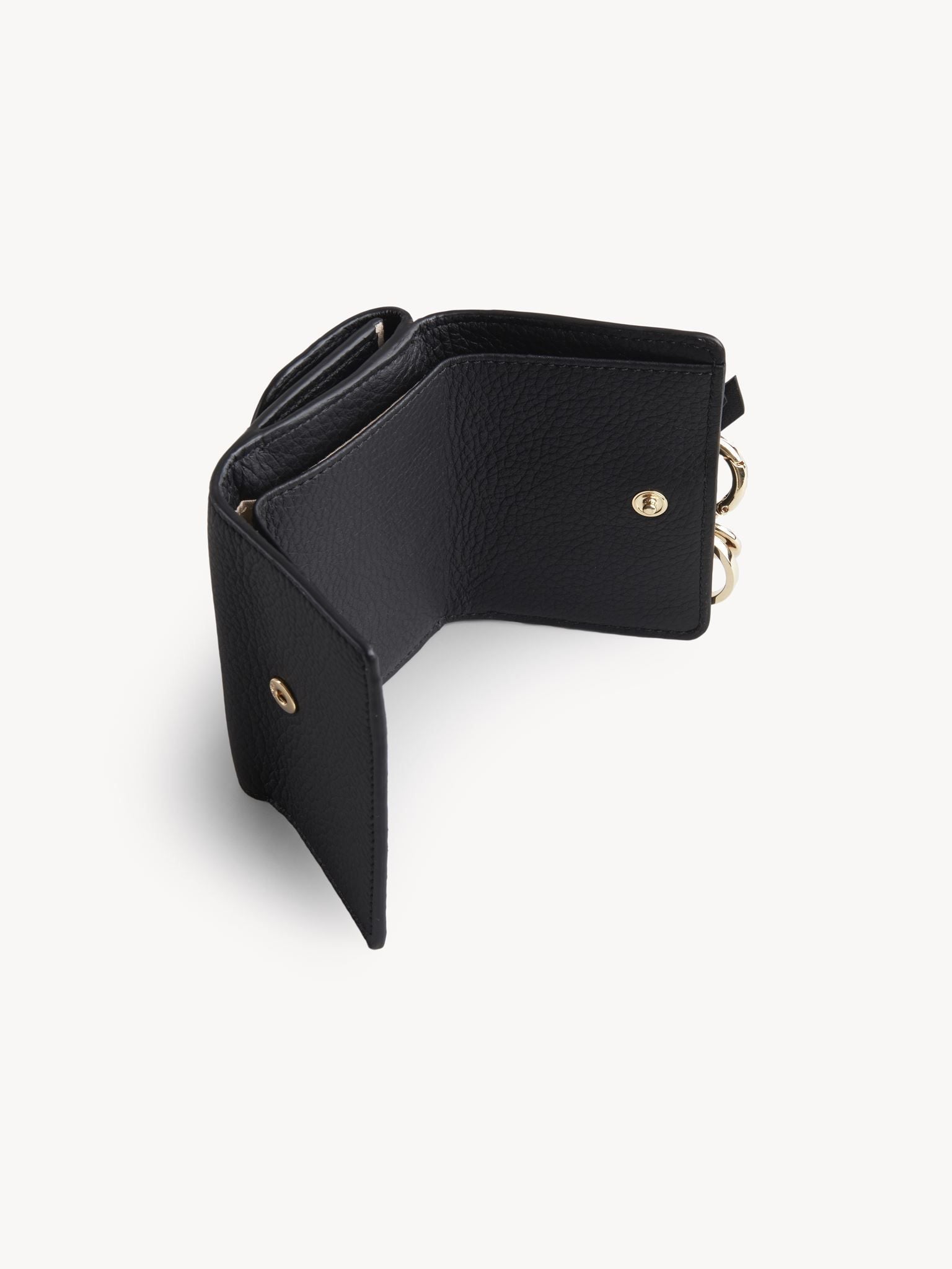 Mini portefeuille à trois volets Alphabet en cuir - Black Intense