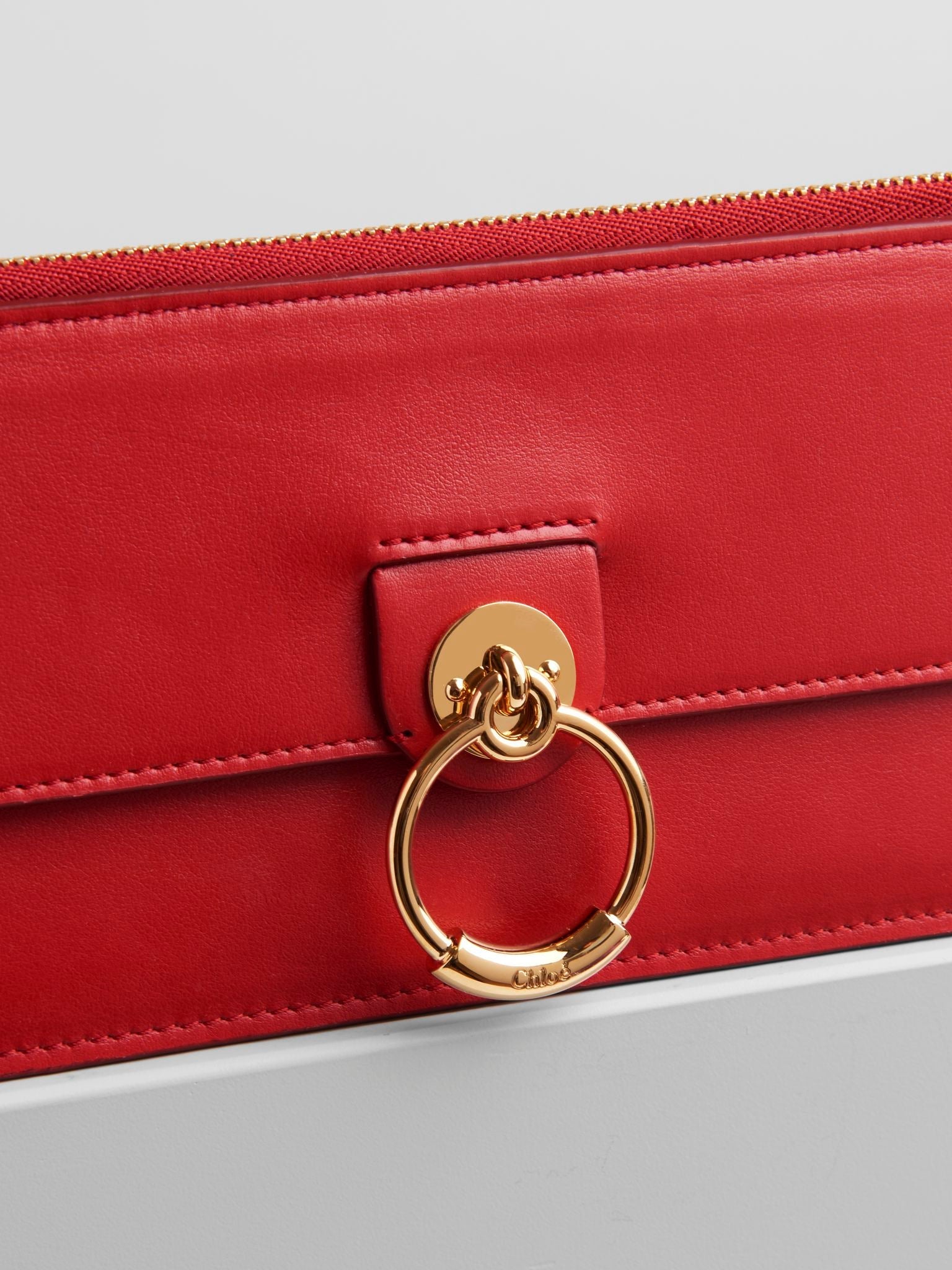 Portefeuille long zippé tess en cuir - Plaid Red