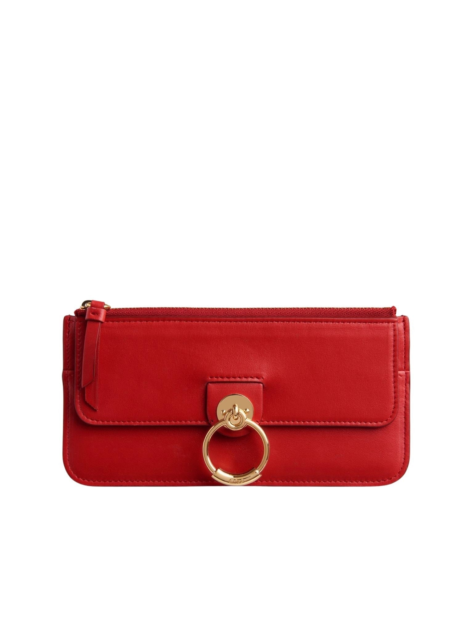 Portefeuille long zippé tess en cuir - Plaid Red