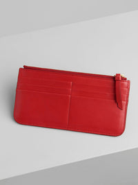 Portefeuille long zippé tess en cuir - Plaid Red