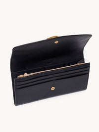 Portefeuille long à rabat Chloé C en cuir - Black