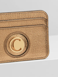 Porte-cartes Slide «C» en cuir - Gold
