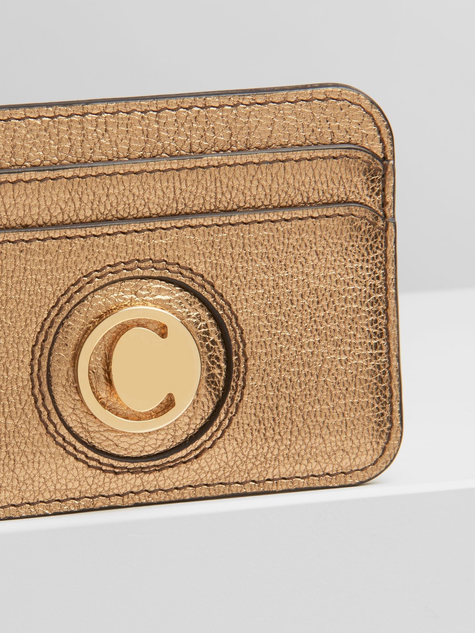 Porte-cartes Slide «C» en cuir - Gold