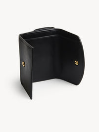 Mini portefeuille trois volets en cuir brillant - Black