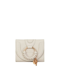 Portefeuille à trois volets Hana en cuir - Cement Beige