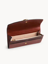 Portefeuille long à rabat Chloé C en cuir - Sepia Brown