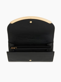 Portefeuille long à rabat Lizzie en cuir - Black