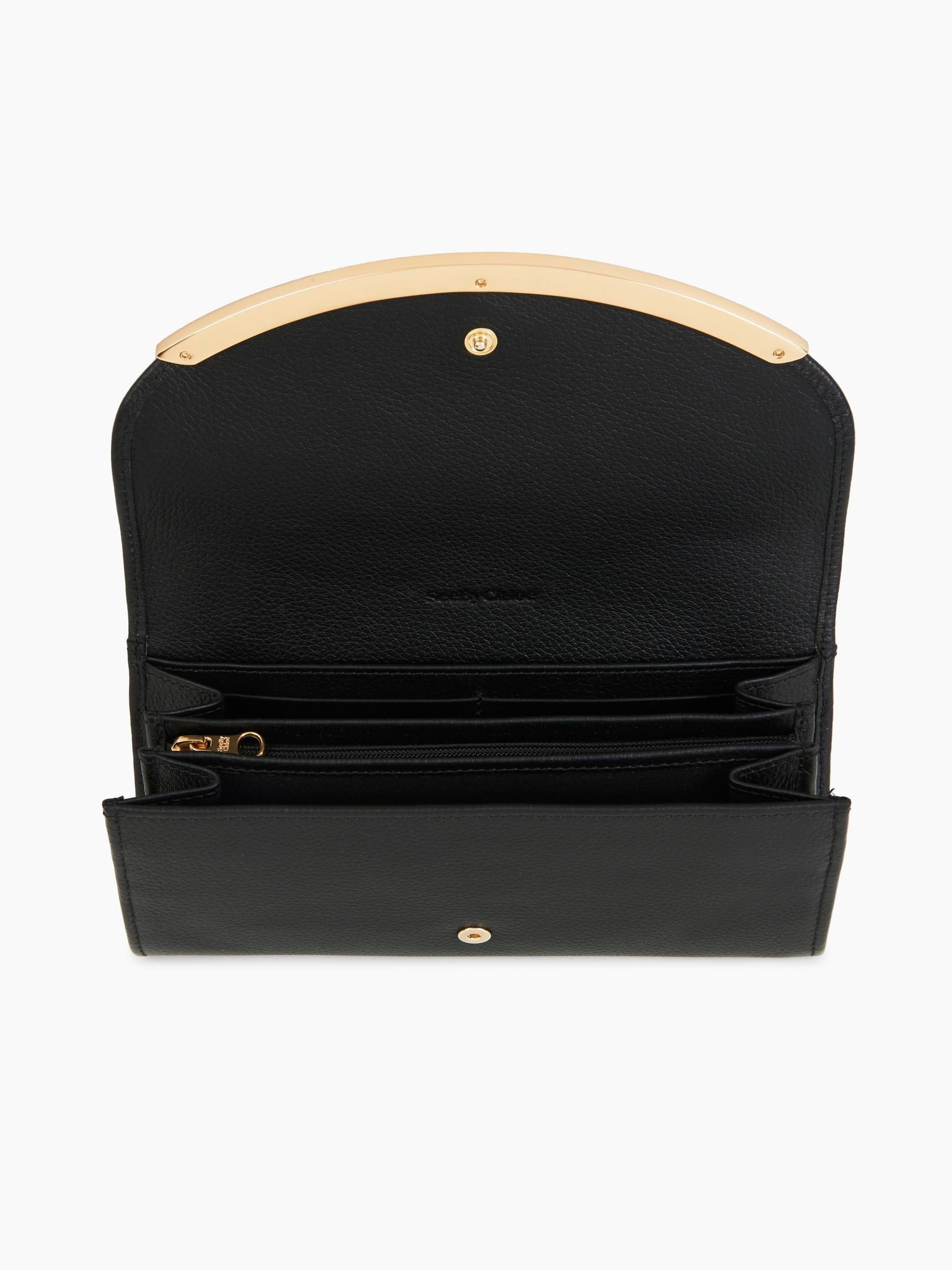 Portefeuille long à rabat Lizzie en cuir - Black