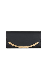 Portefeuille long à rabat Lizzie en cuir - Black
