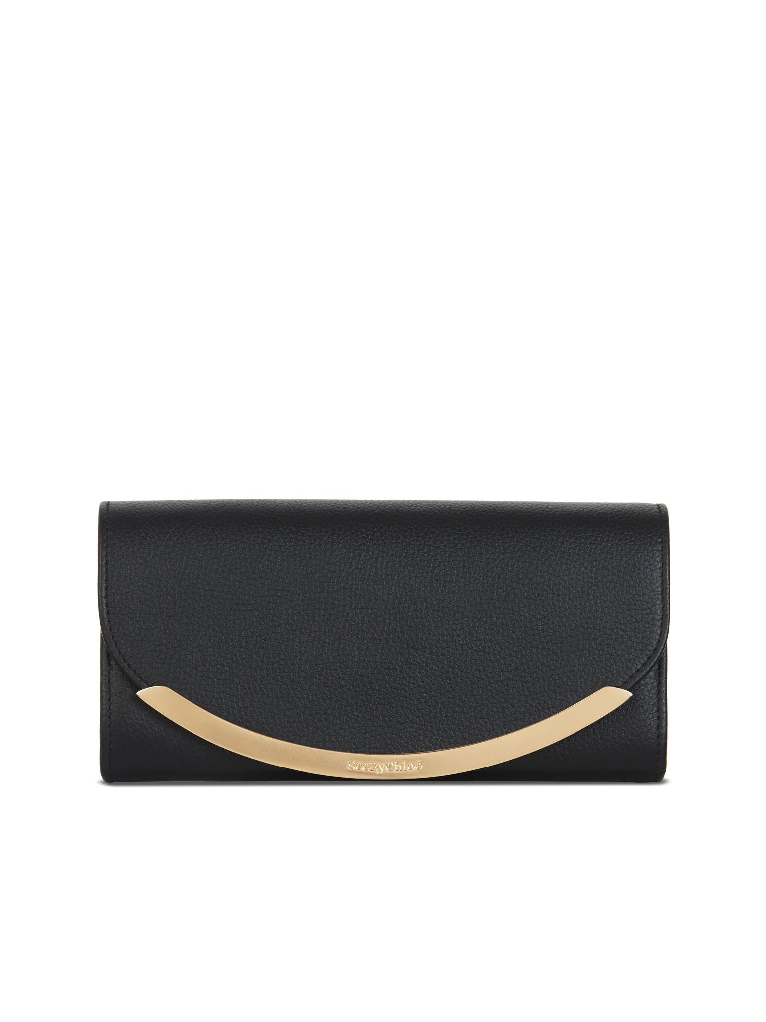 Portefeuille long à rabat Lizzie en cuir - Black