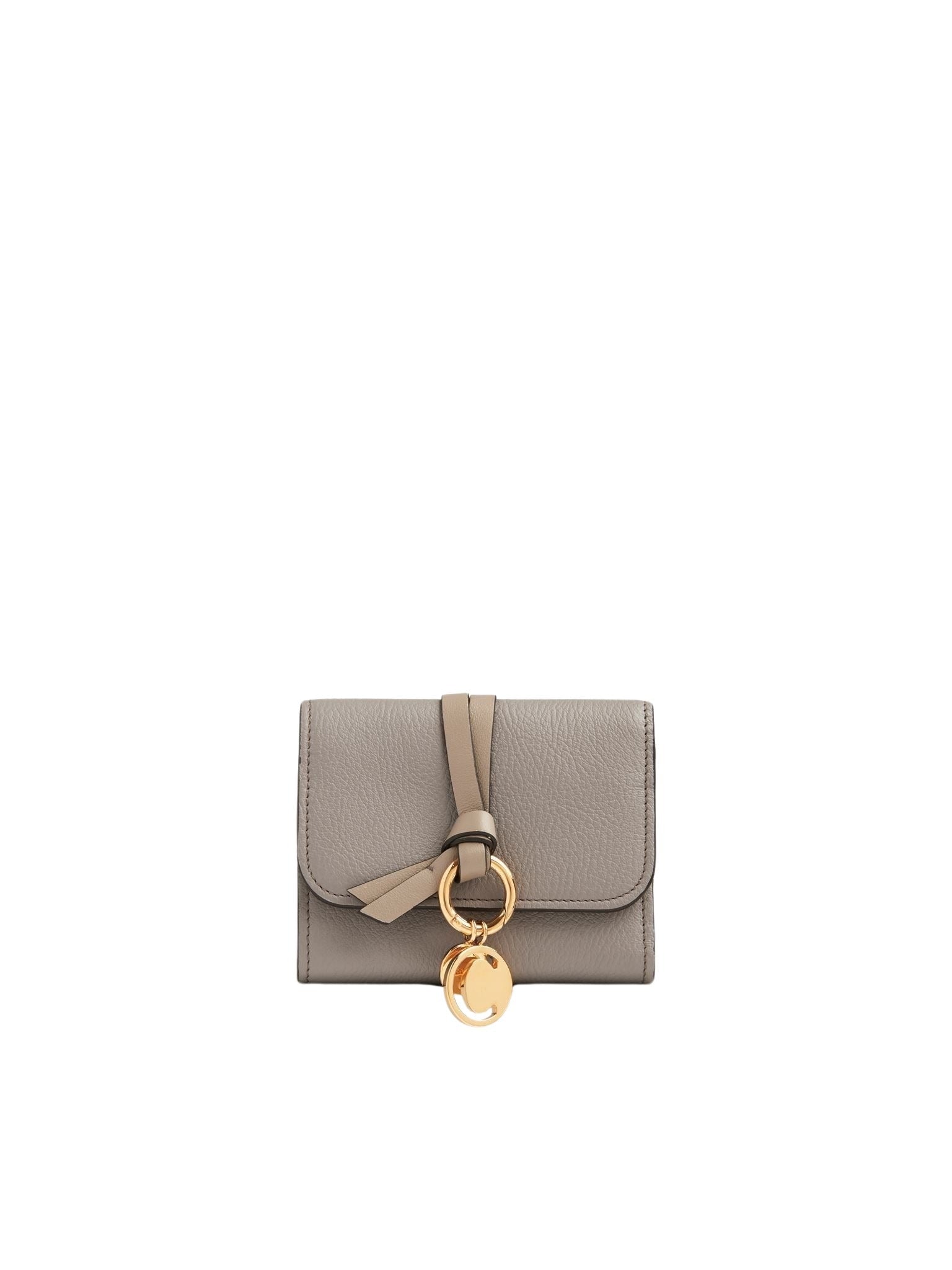 Portefeuille compact à trois volets Alphabet en cuir - Cashmere Light Grey